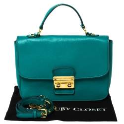 مملوكة م سبقًا Miu Miu Green Leather Madras Top Handle Bag