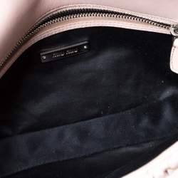 Pre Owned Miu Miu Pink Matelassé Leather Crystal Flap Shoulder Bag
