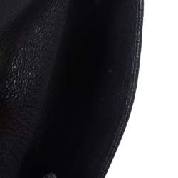 Pre Owned Miu Miu Black Leather Madras Compact Wallet