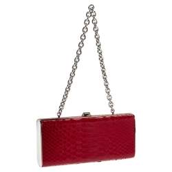 مملوكة مسبقًا Miu Miu Red Python Box Chain Clutch