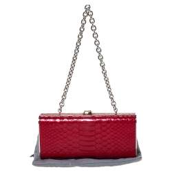 مملوكة مسبقًا Miu Miu Red Python Box Chain Clutch