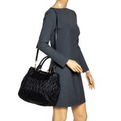 Miu Miu Black Matelasse Leather Satchel