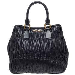 Miu Miu Black Matelasse Leather Satchel