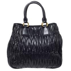 Miu Miu Black Matelasse Leather Satchel