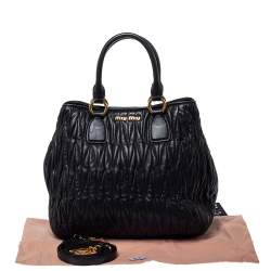 Miu Miu Black Matelasse Leather Satchel