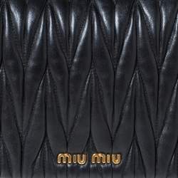 Pre Owned Miu Miu Black Matelasse Leather Flap Shoulder Bag