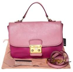 Pre Owned حقيبة ميو ميو جلد مادراس ثنائي اللون بقفل دفع وقلاب