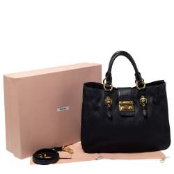 مملوكة مسبقًا Miu Miu Black Leather Large Madras Tote 
