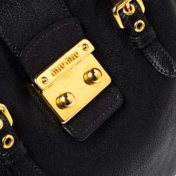 مملوكة مسبقًا Miu Miu Black Leather Large Madras Tote 