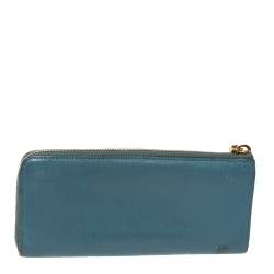 Miu Miu Blue Leather Zip Continental Wallet