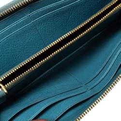 Miu Miu Blue Leather Zip Continental Wallet