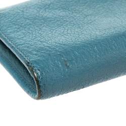 Miu Miu Blue Leather Zip Continental Wallet