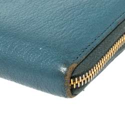 Miu Miu Blue Leather Zip Continental Wallet