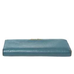Miu Miu Blue Leather Zip Continental Wallet
