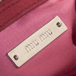 Pre Owned Miu Miu Pink Matelassé Velvet Small Club Shoulder Bag