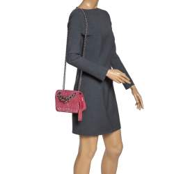 Pre Owned Miu Miu Pink Matelassé Velvet Small Club Shoulder Bag