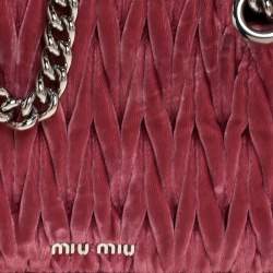 Pre Owned Miu Miu Pink Matelassé Velvet Small Club Shoulder Bag