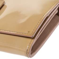 Miu Miu Beige Patent Leather Bow Continental Wallet