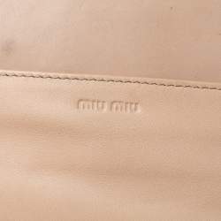 Miu Miu Beige Patent Leather Bow Continental Wallet
