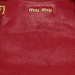Miu Miu Red Madras Leather Tote 