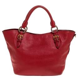 Miu Miu Red Madras Leather Tote 