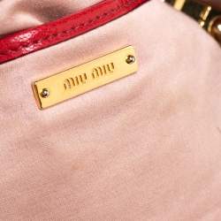 Miu Miu Red Madras Leather Tote 