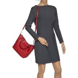 Miu Miu Red Madras Leather Tote 