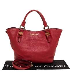 Miu Miu Red Madras Leather Tote 