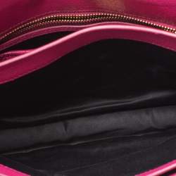 Pre Owned Miu Miu Two Tone Pink Madras Leather Push Lock Flap Top Handle Bag