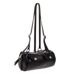 Miu Miu Black Leather Double Pocket Boston Bag