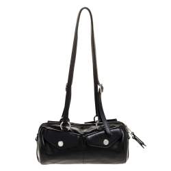 Miu Miu Black Leather Double Pocket Boston Bag