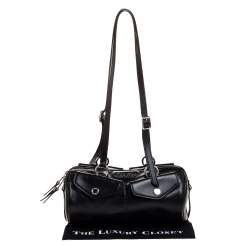 Miu Miu Black Leather Double Pocket Boston Bag