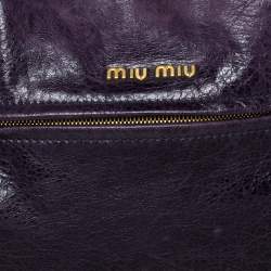 Miu Miu Plum Distressed Leather Charm Satchel