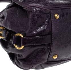 Miu Miu Plum Distressed Leather Charm Satchel