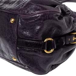 Miu Miu Plum Distressed Leather Charm Satchel