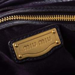 Miu Miu Plum Distressed Leather Charm Satchel
