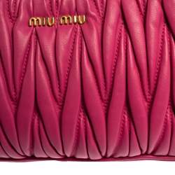 Miu Miu Fuchsia Matelasse Leather Double Zip Crossbody Bag