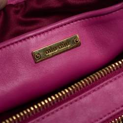 Miu Miu Fuchsia Matelasse Leather Double Zip Crossbody Bag