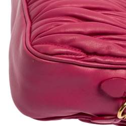 Miu Miu Fuchsia Matelasse Leather Double Zip Crossbody Bag