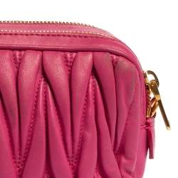 Miu Miu Fuchsia Matelasse Leather Double Zip Crossbody Bag