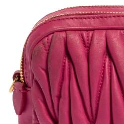 Miu Miu Fuchsia Matelasse Leather Double Zip Crossbody Bag