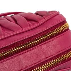 Miu Miu Fuchsia Matelasse Leather Double Zip Crossbody Bag