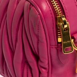 Miu Miu Fuchsia Matelasse Leather Double Zip Crossbody Bag