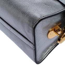 Miu Miu Metallic Silver Leather Mini Bow Satchel