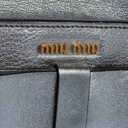 Miu Miu Metallic Silver Leather Mini Bow Satchel