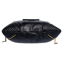 Pre Owned Miu Miu Black Leather Biker Cloud Hobo