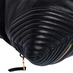 Pre Owned Miu Miu Black Leather Biker Cloud Hobo