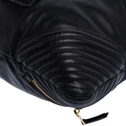 Pre Owned Miu Miu Black Leather Biker Cloud Hobo