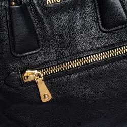 Miu Miu Black Madras Leather Studded Handle Tote