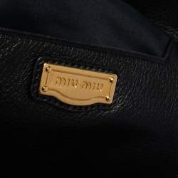 Miu Miu Black Madras Leather Studded Handle Tote